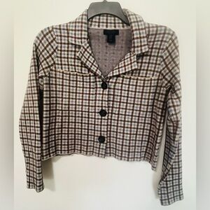 RACHEL Rachel Roy Brown Plaid Blazer. Size M